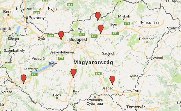 Országos lefedettségi térkép vidéki városokkal